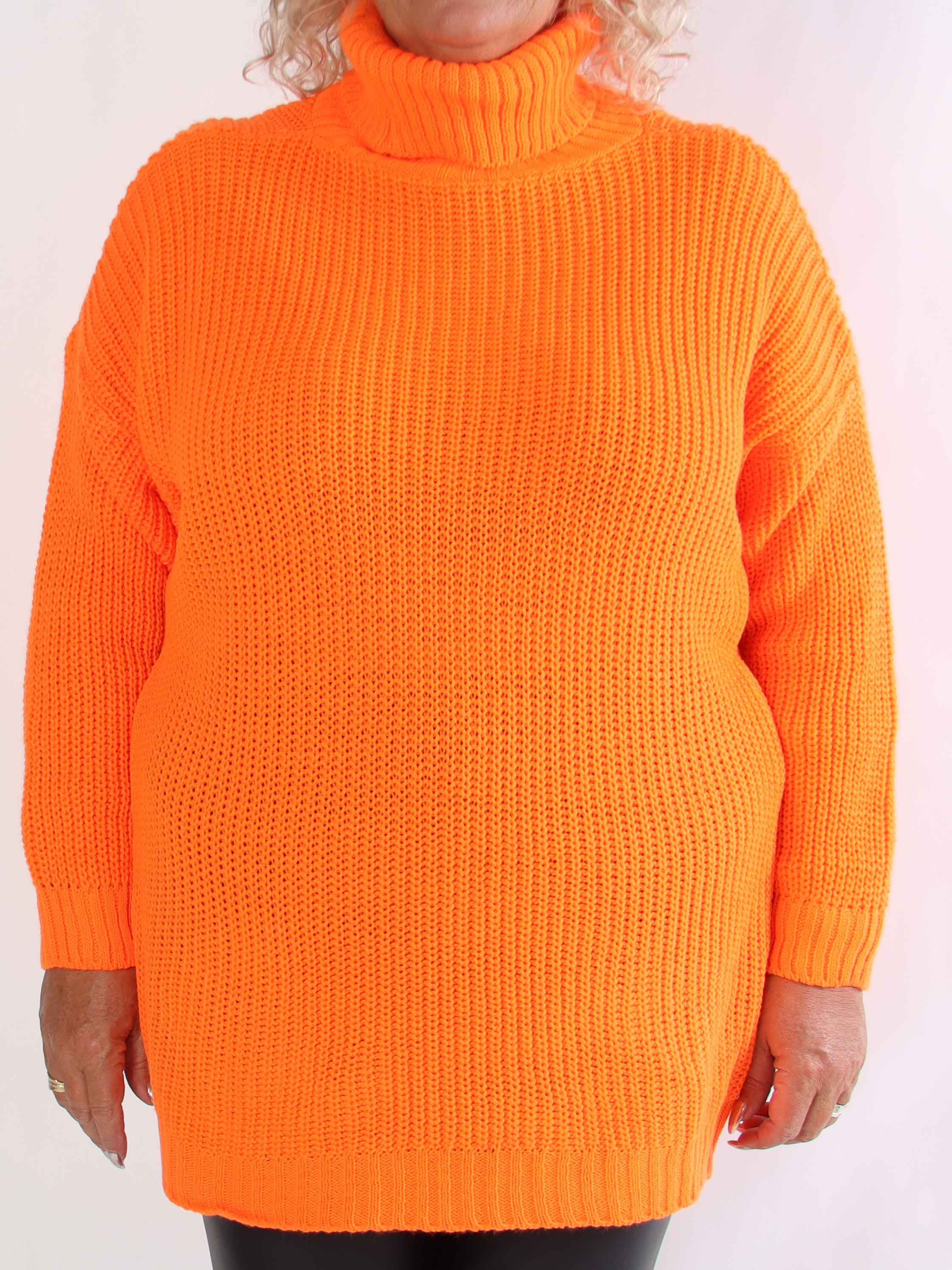Cindy - Enfärgad mysig stickad plus size tröja med polotröja